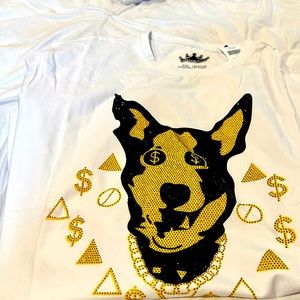 Heads or Tails Blinged Dog $ Stretchy Tshirt
